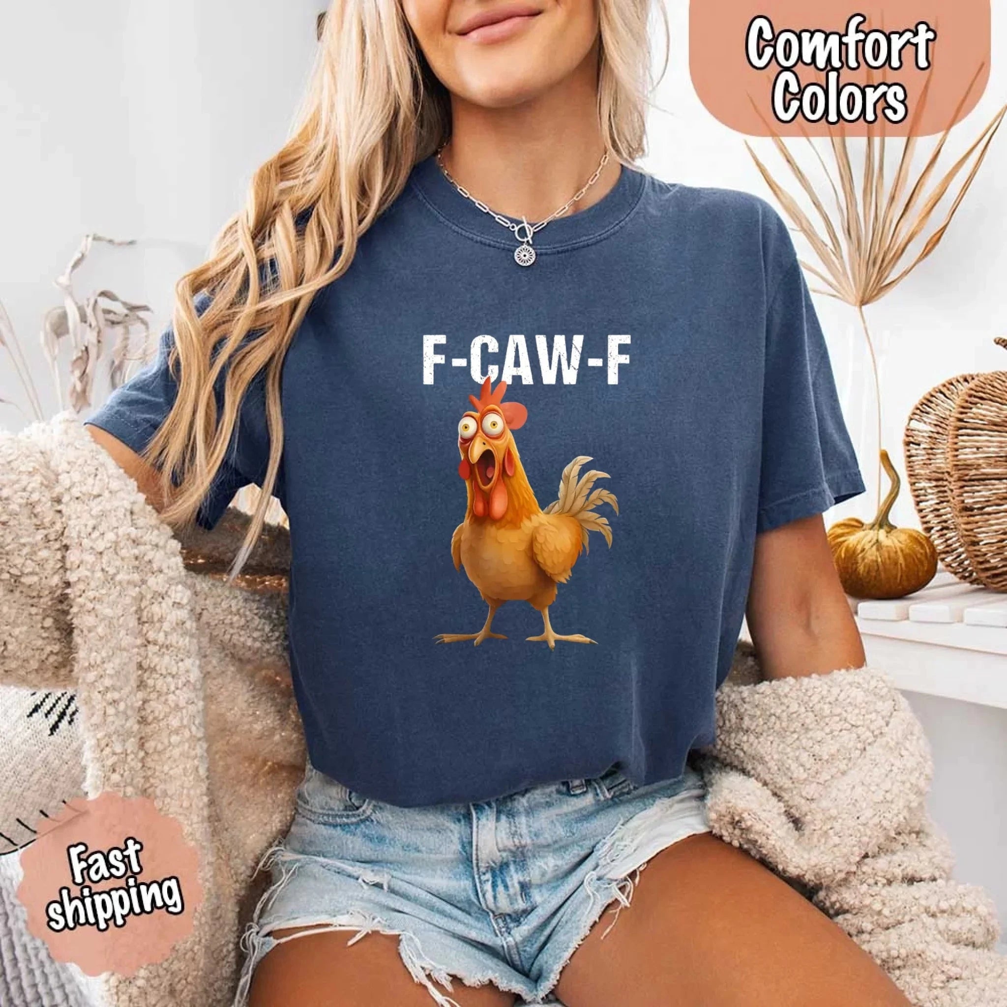 Funny F Caw F Rooster Comfort Colors T Shirt Graphic Tee Adorb Custom Tees